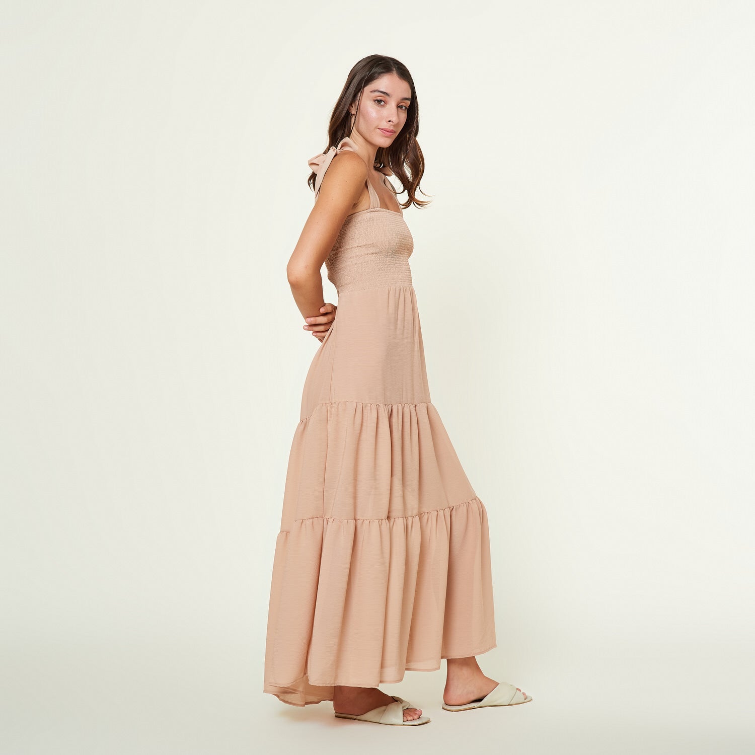 Vestido Max Beige