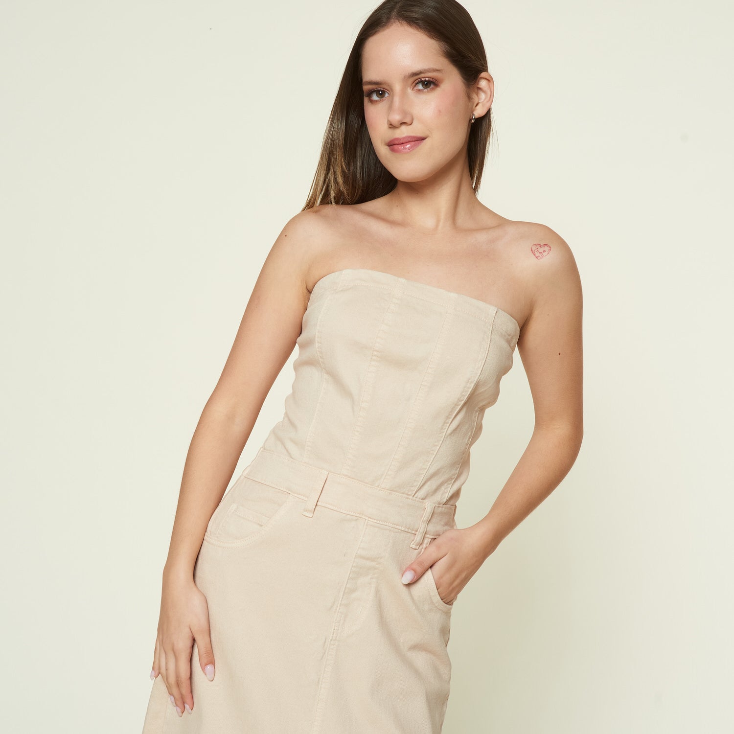 Vestido New Finna Beige