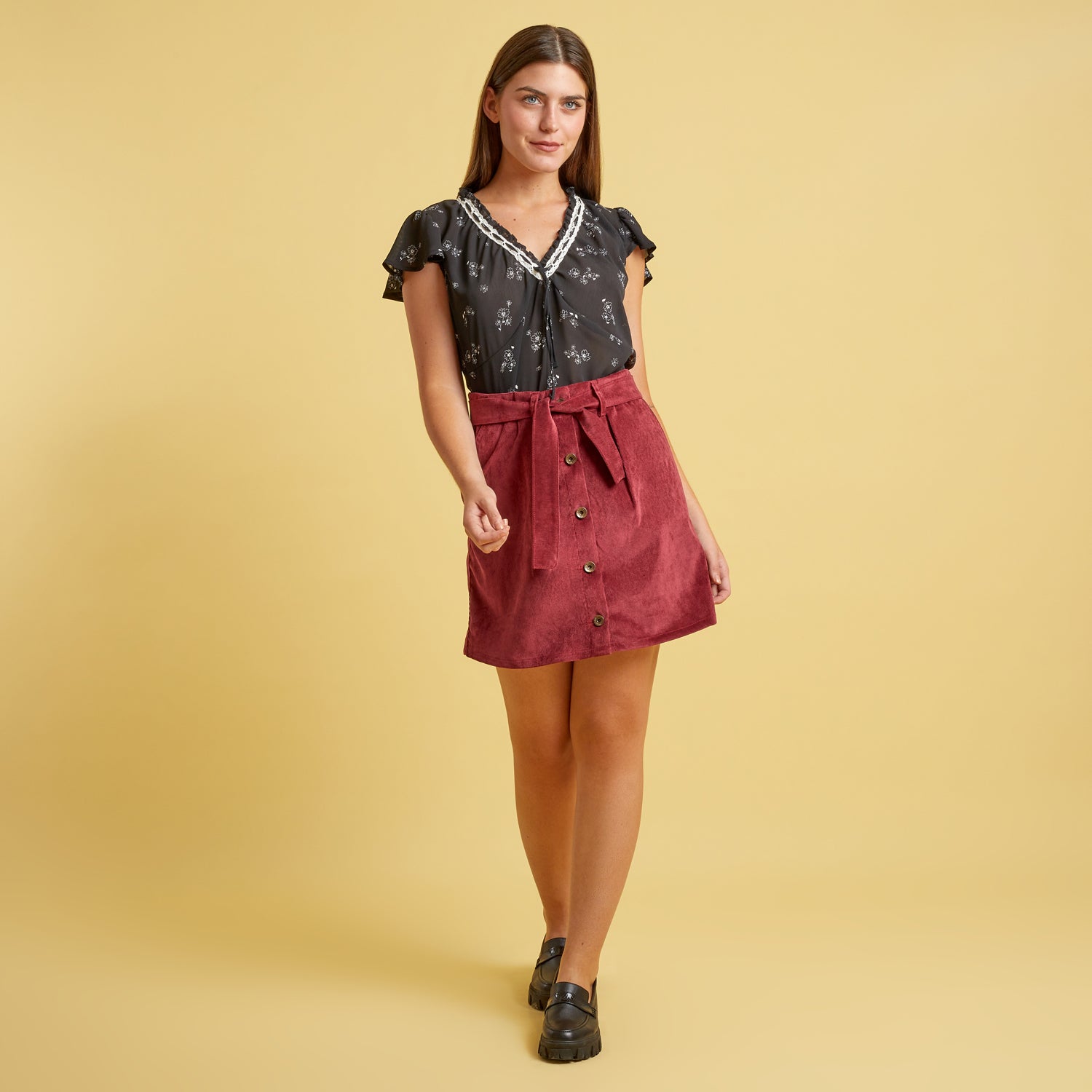 Falda Corina Guinda